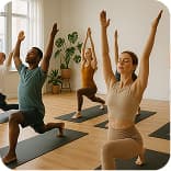 people practicing yoga in a calm studio